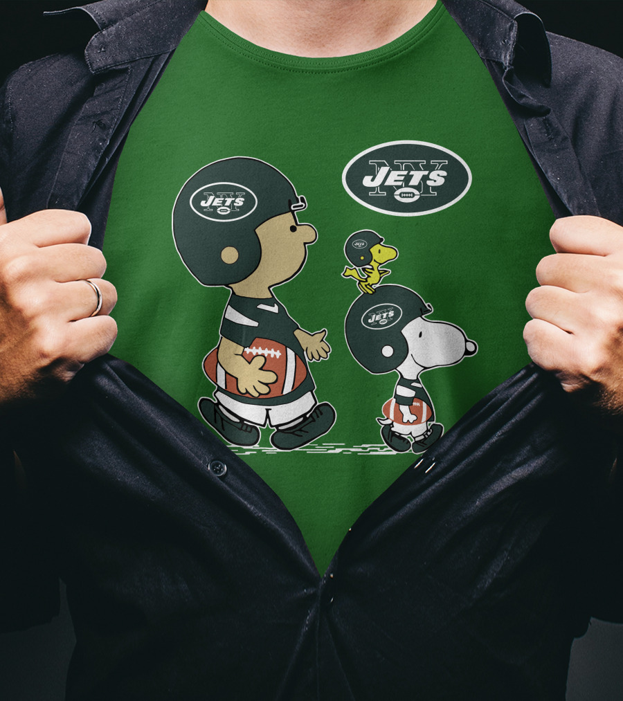 New York Jets Snoopy And Woodstock Football Adventure T-Shirt