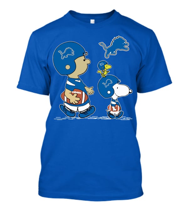 Lions Peanuts Snoopy Woodstock Football Helmet T-Shirt