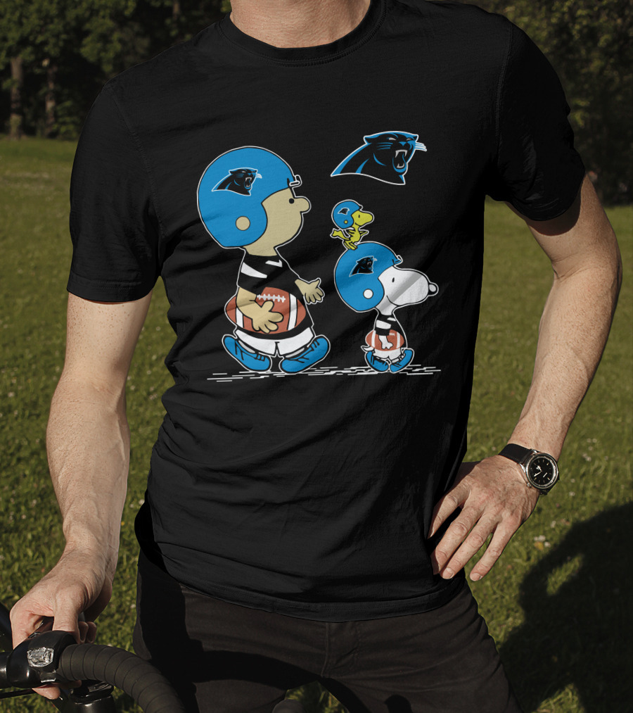 Carolina Panthers Snoopy And Woodstock Football Helmet T-Shirt