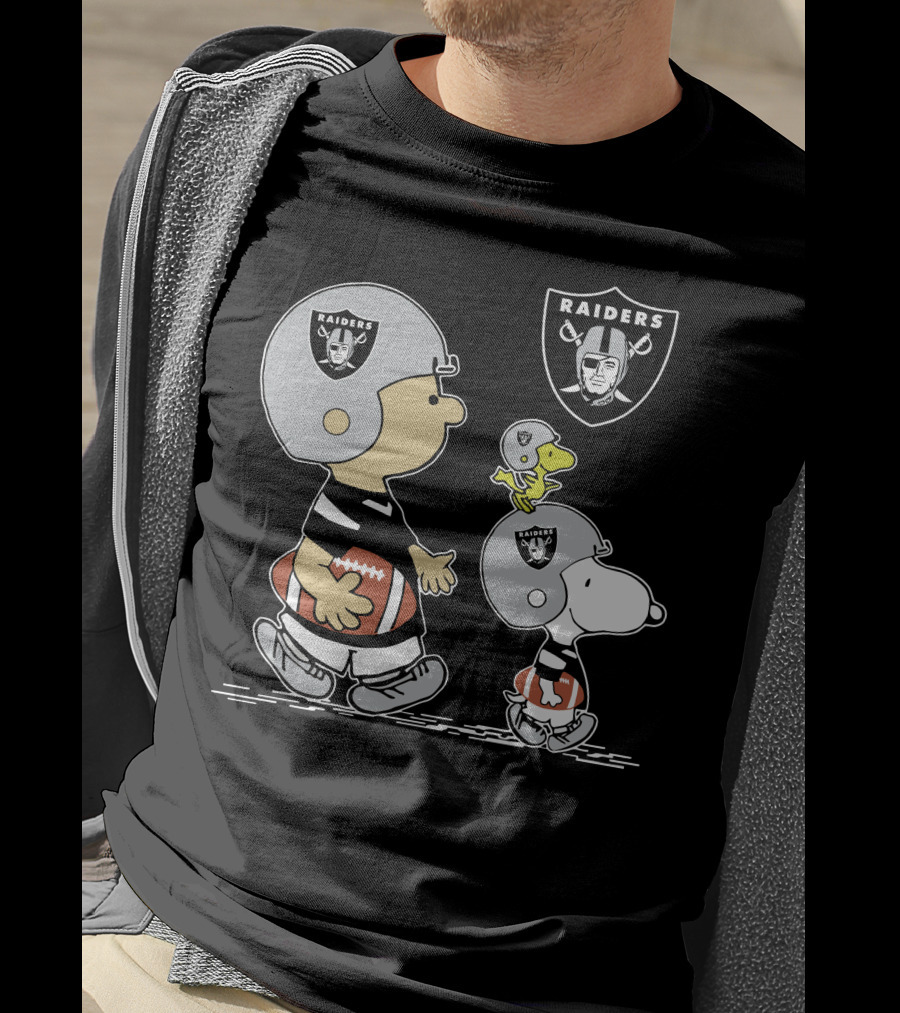 Raiders Snoopy Charlie Brown Woodstock Football T-Shirt