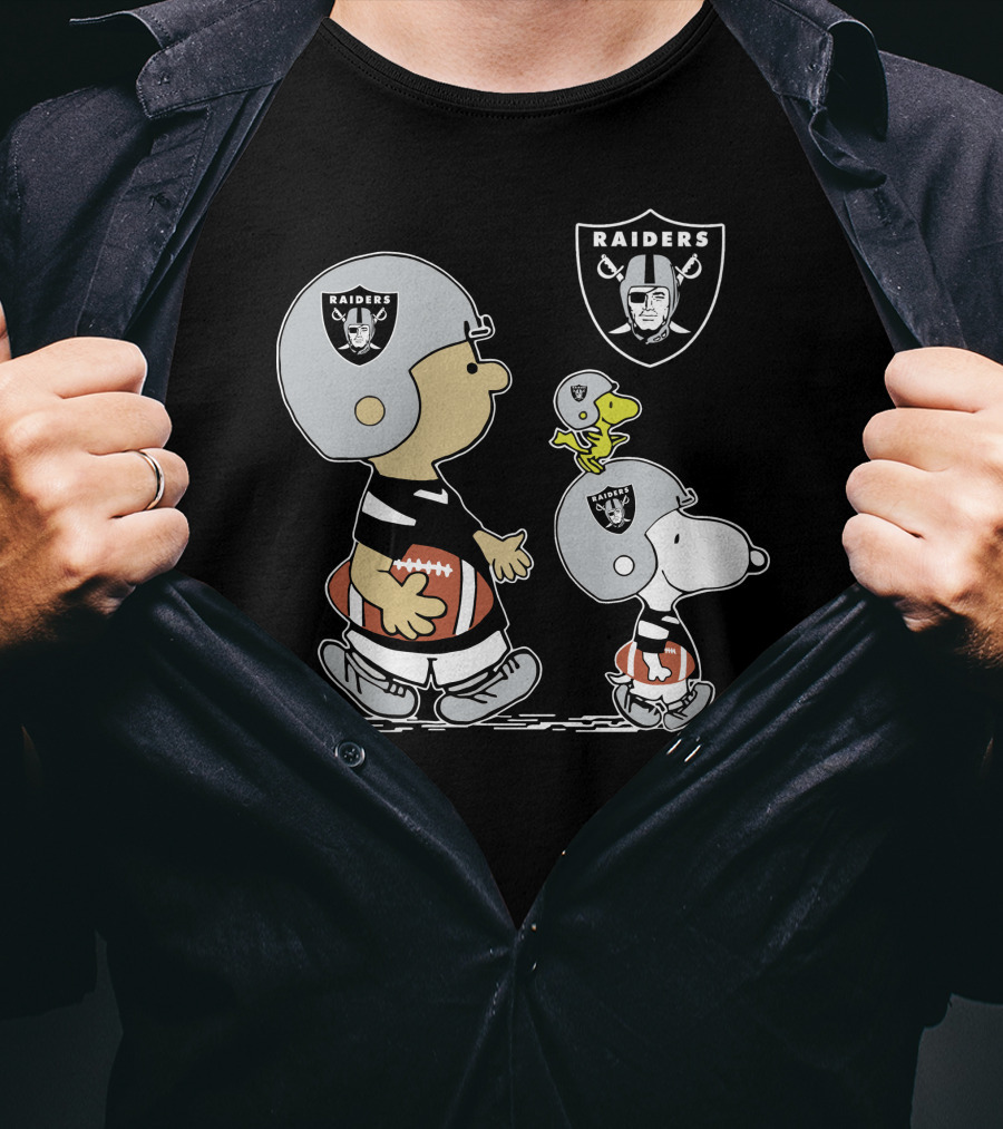 Raiders Snoopy Charlie Brown Woodstock Football T-Shirt