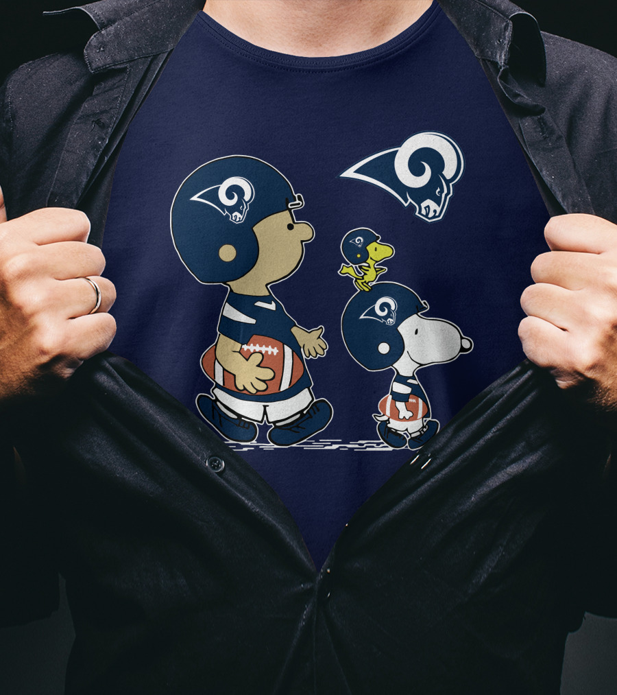 Rams Snoopy Charlie Brown Woodstock Football Helmets T-Shirt