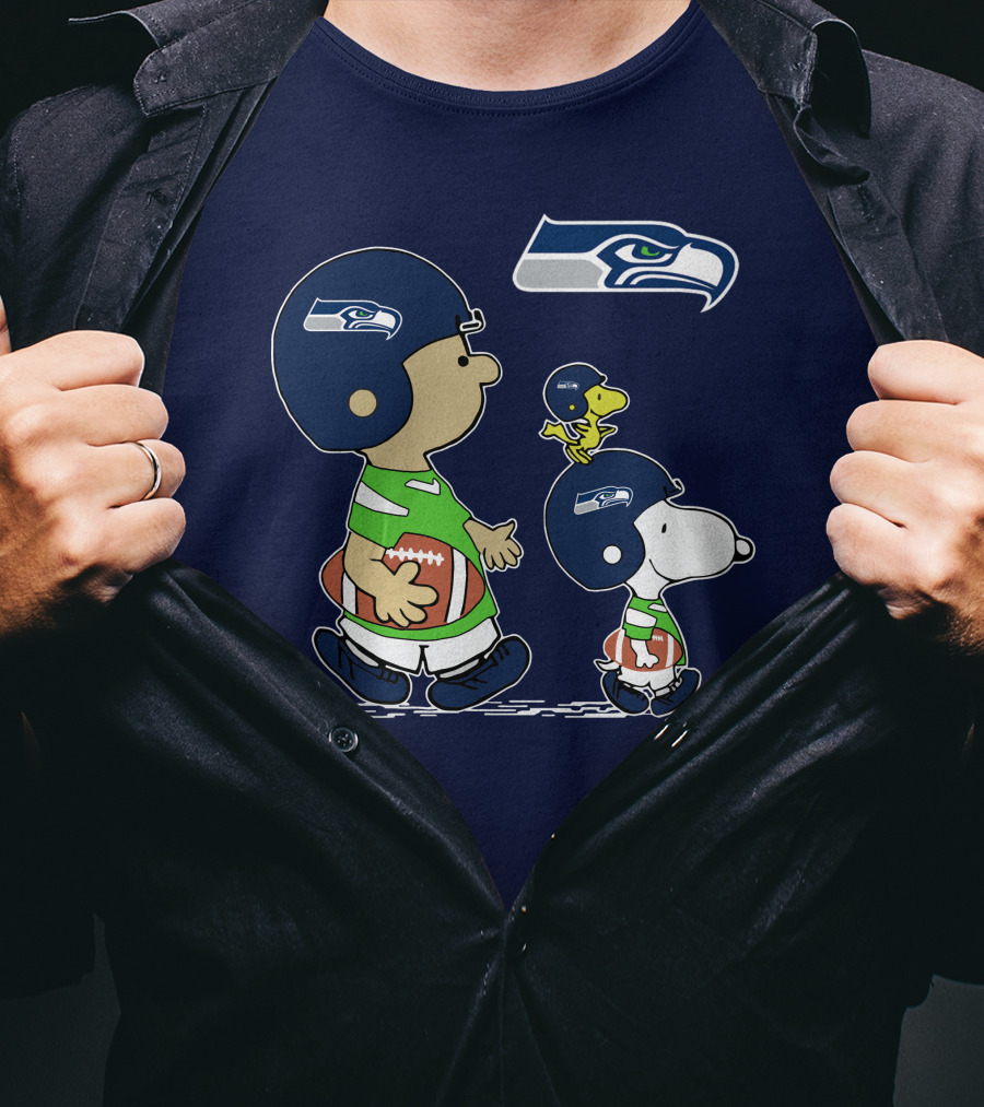 Seahawks Snoopy Football Helmet Friends With Football T-Shirt