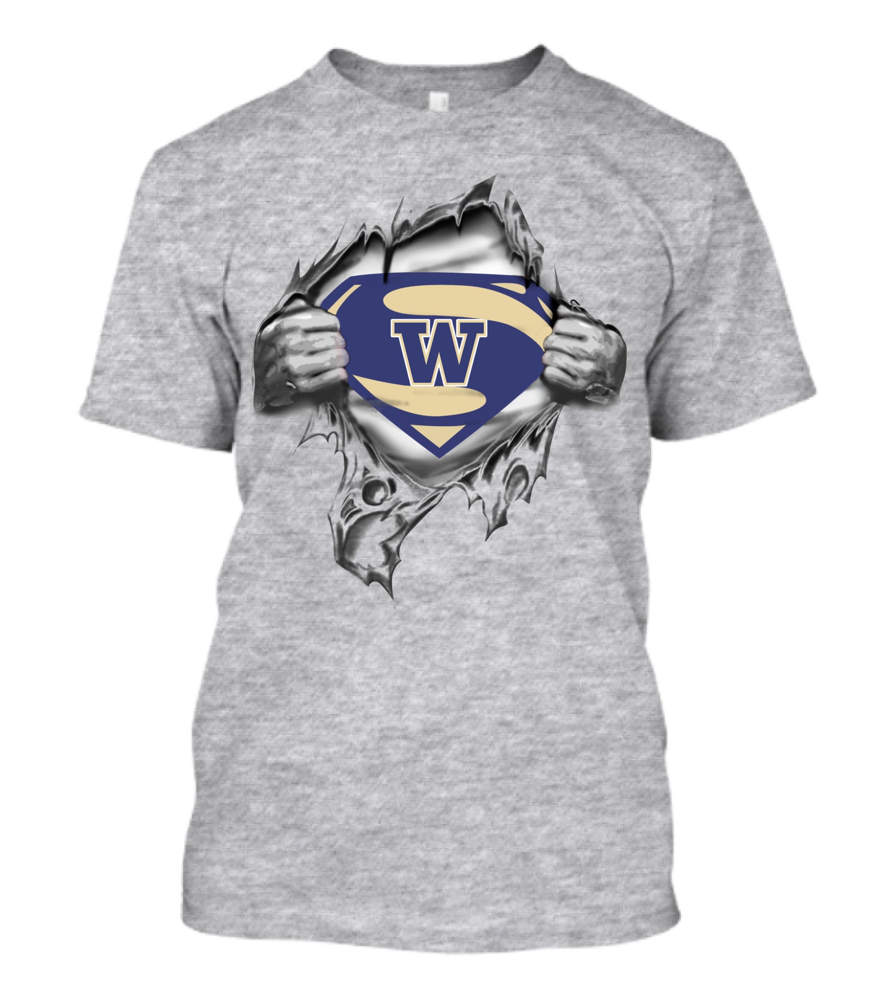 University Of Washington Husky Super Man Rip T-Shirt