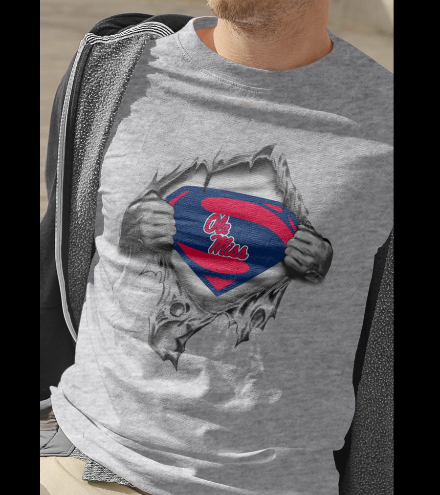 Ole Miss Superman Logo Ripped Chest T-Shirt