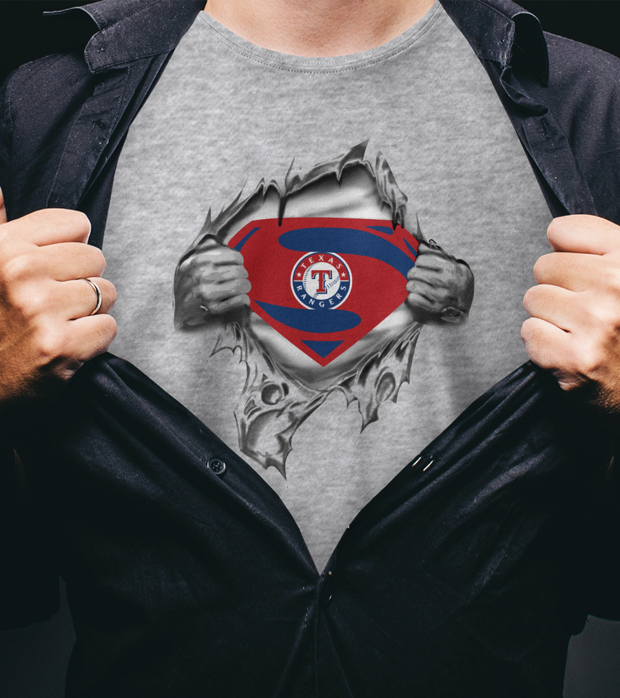 Texas Rangers Superman Emblem Burst T-Shirt