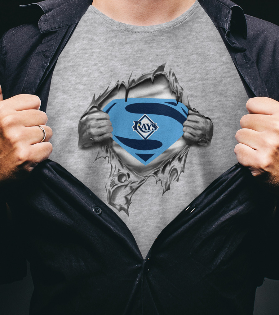 Rays Baseball Superman Shield Peeling Back Layers T-Shirt