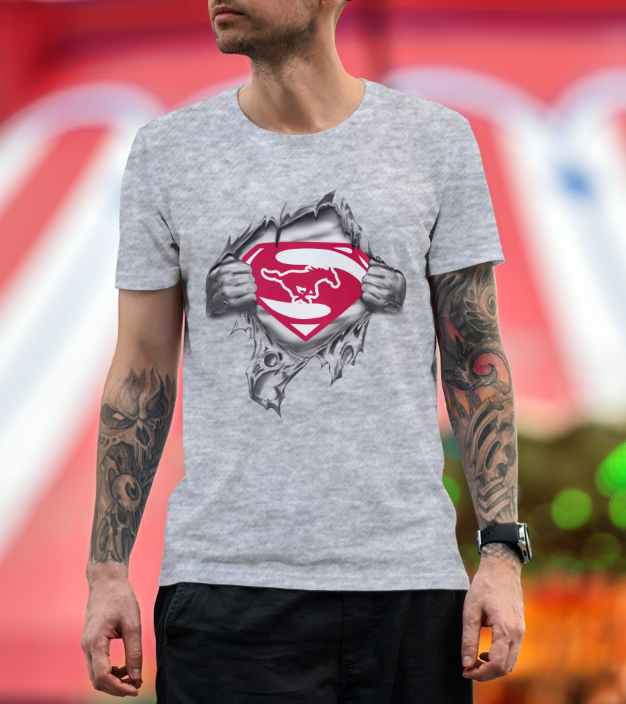 SMU Mustangs Superman Logo Rip T-Shirt