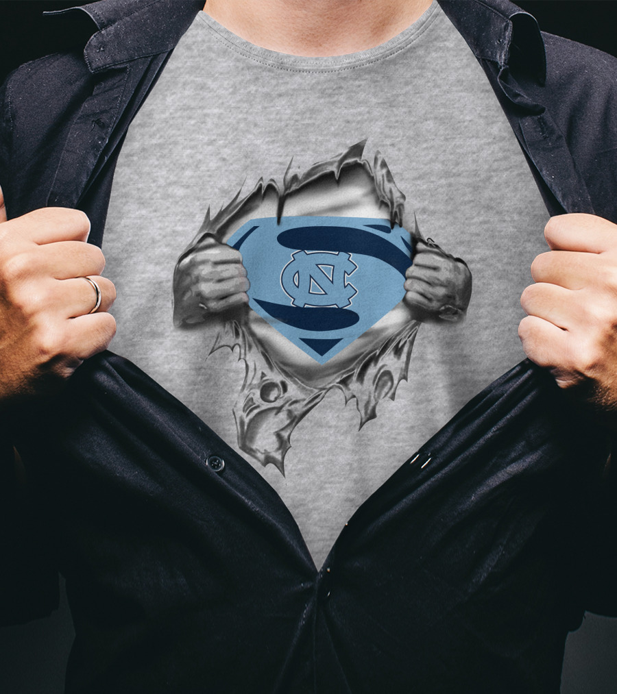 Unc Tar Heels Superman Logo Rip Jersey T-Shirt