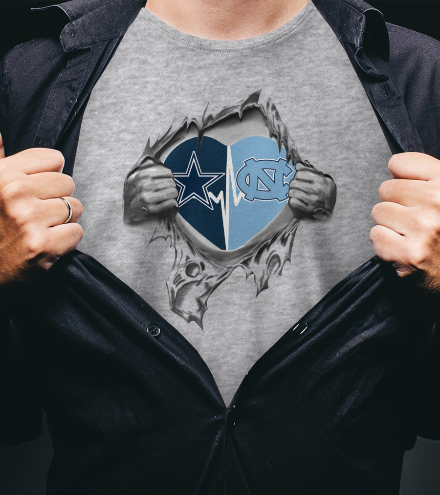 Cowboys Star And Tar Heels Heart In My Heart T-Shirt