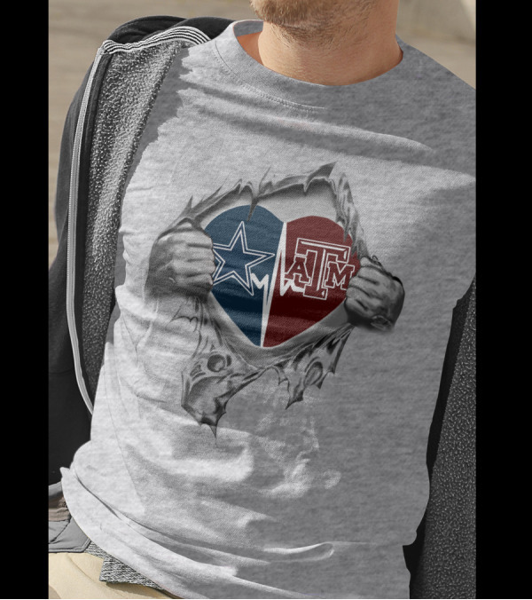 Texas A&M Aggies Cowboys Heart Dual Loyalty T-Shirt