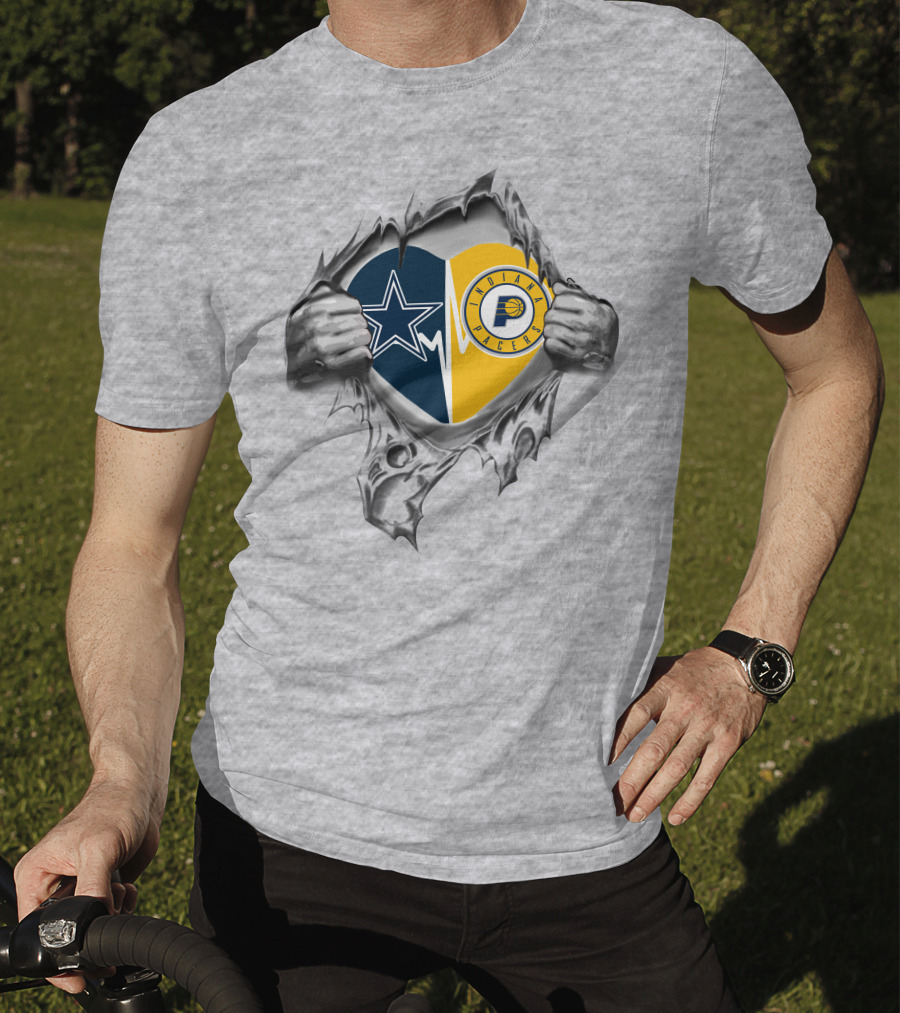 Cowboys Pacers Heart Dallas Cowboys Indiana Pacers Fan Passion T-Shirt