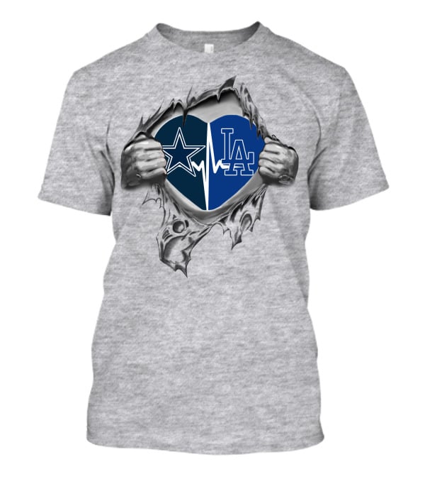 Cowboys Star Dodgers La Heartbeat Inside T-Shirt