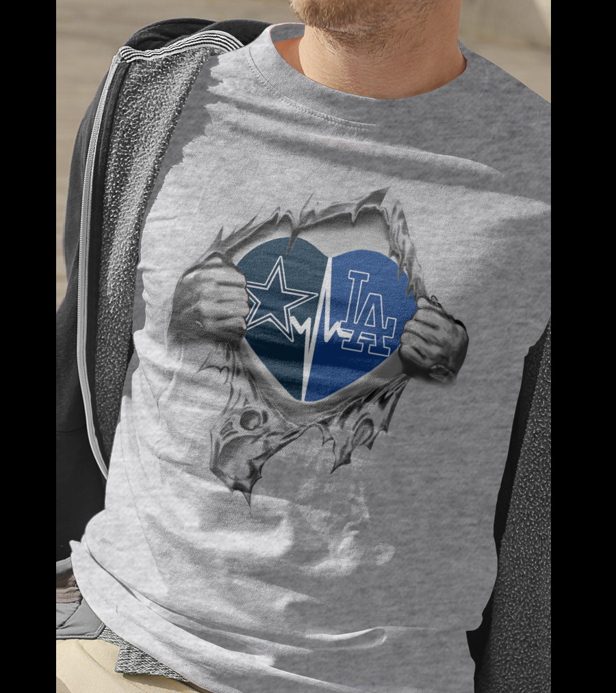Cowboys Star Dodgers La Heartbeat Inside T-Shirt