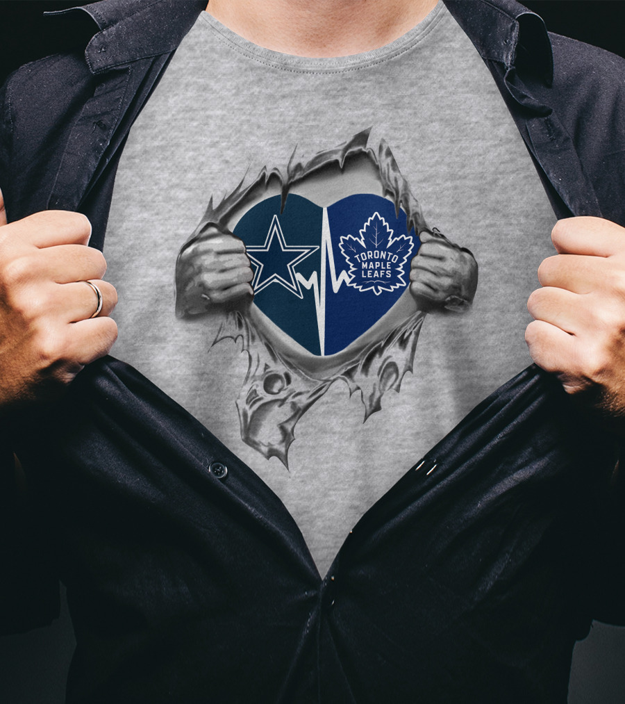 Cowboys Toronto Maple Leafs Heartbeat Passion Dual Logo Mashup T-Shirt