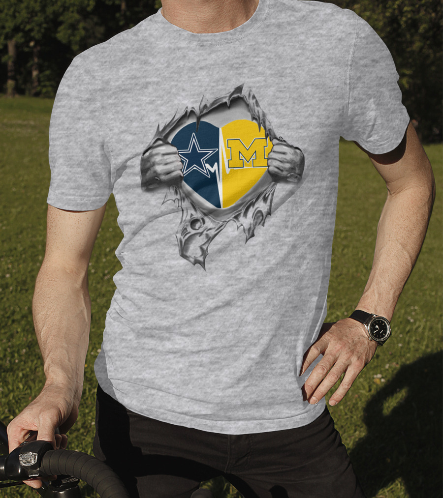 Cowboys Michigan Heart Torn Open T-Shirt