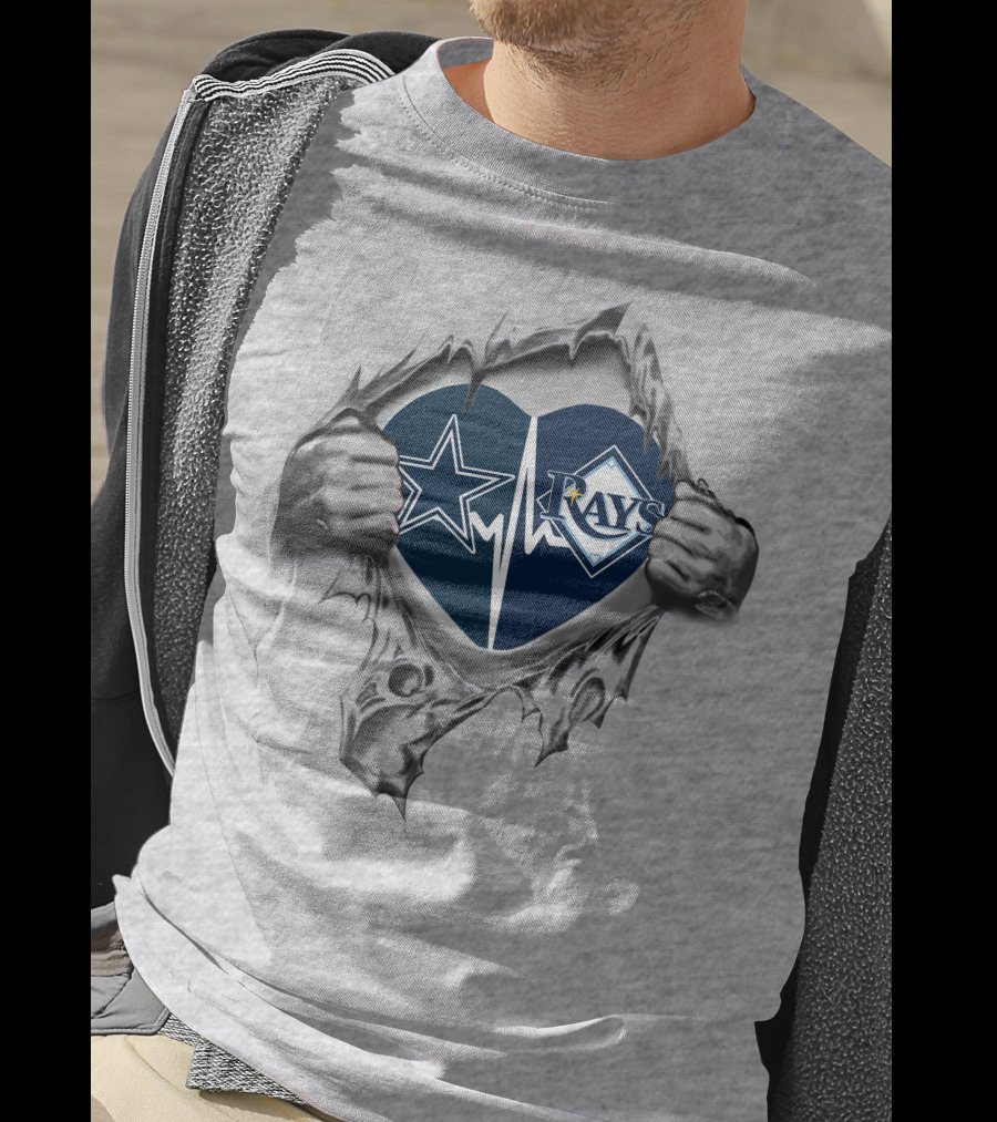 Cowboys Rays Heartbeat Passion Tear-Away Logo Showcase T-Shirt