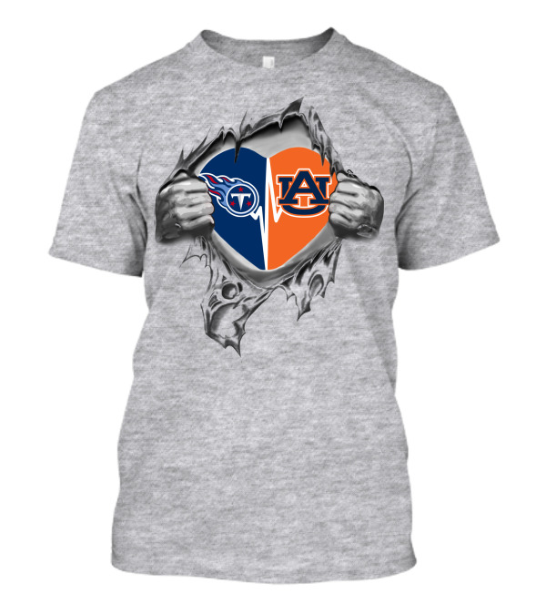 Auburn And Tennessee Titans Heart Its In My Heart T-Shirt