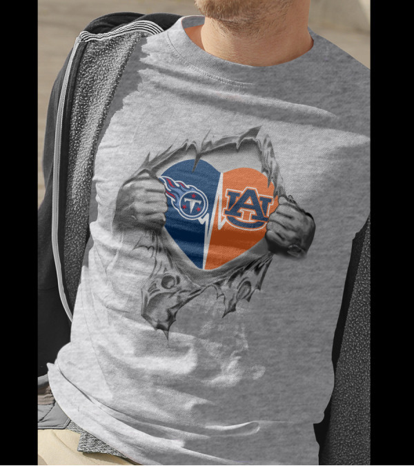 Auburn And Tennessee Titans Heart Its In My Heart T-Shirt