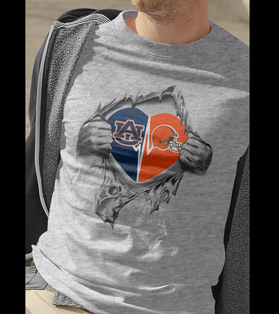 Auburn Tigers Cleveland Browns Heart T-Shirt