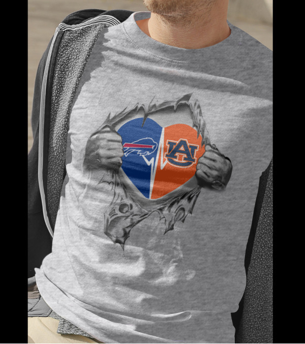 Bills Auburn Heart Split Buffalo Bills Auburn Tigers T-Shirt