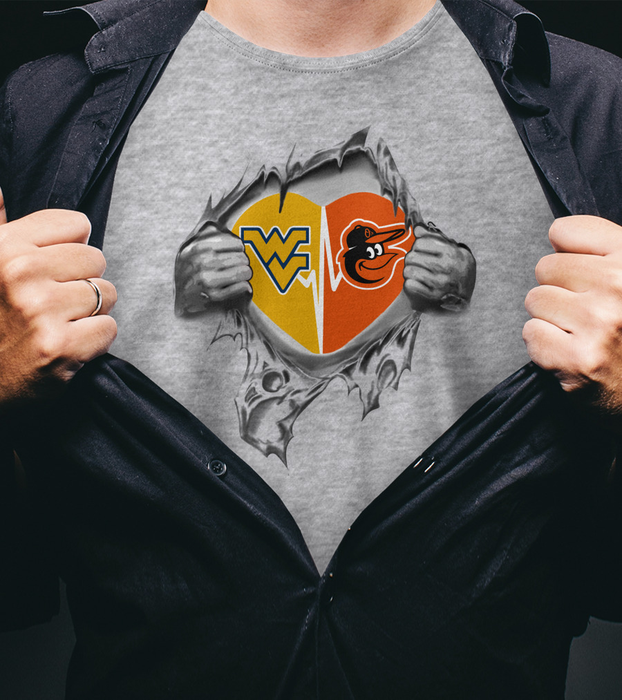 WV Orioles Hidden Heart Logo Mashup T-Shirt