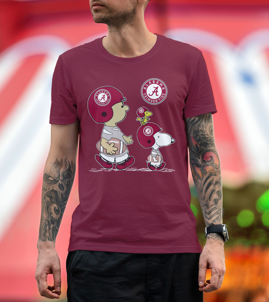 Alabama Crimson Tide Snoopy Peanuts Football Charlie Brown Woodstock T-Shirt