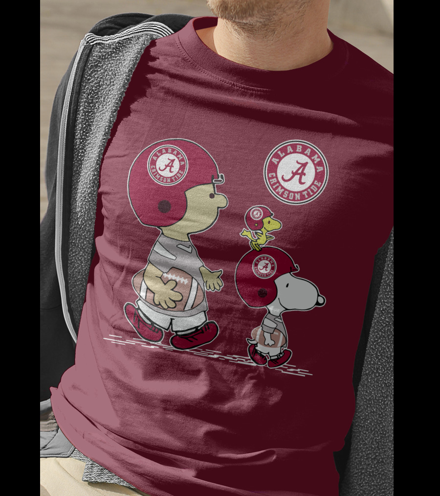 Alabama Crimson Tide Snoopy Peanuts Football Charlie Brown Woodstock T-Shirt