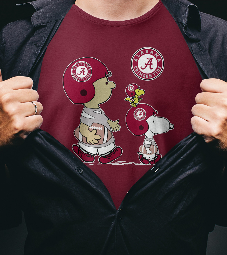 Alabama Crimson Tide Snoopy Peanuts Football Charlie Brown Woodstock T-Shirt
