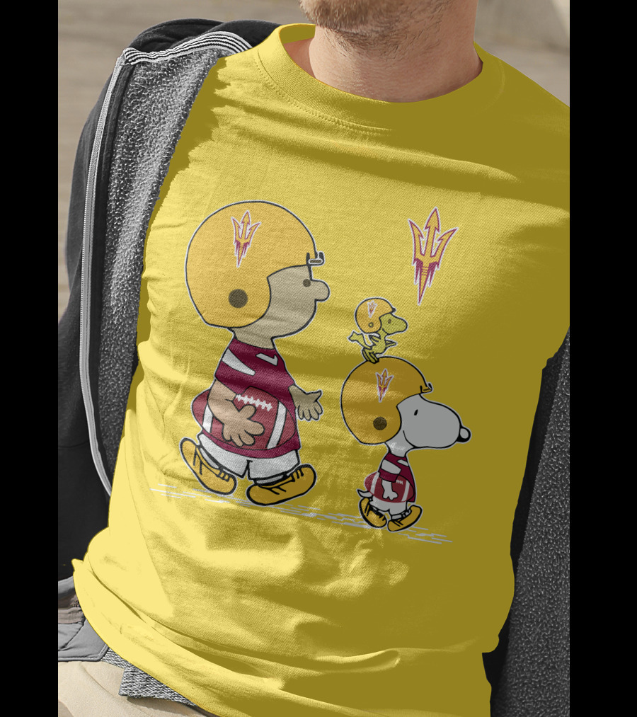 Arizona State Sun Devils Peanuts Football Players Charlie Brown Snoopy Woodstock T-Shirt