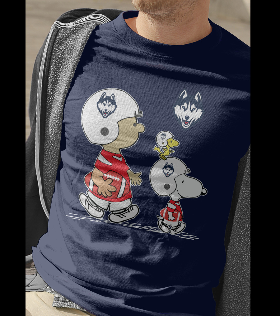 Connecticut Huskies Football Snoopy Woodstock Peanuts T-Shirt