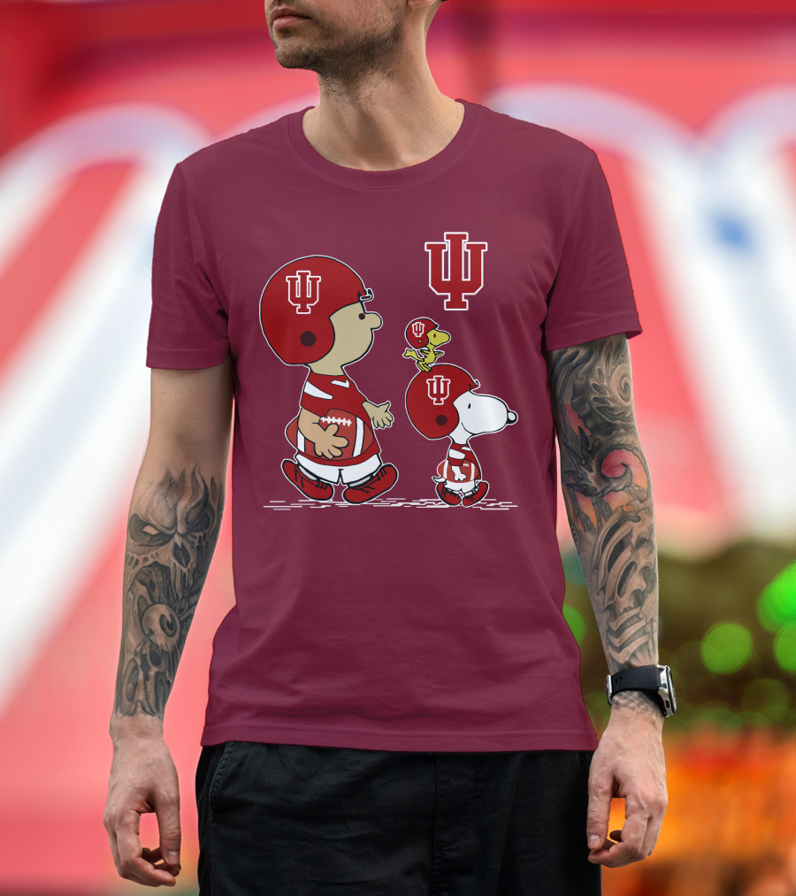 Indiana Hoosiers Snoopy And Woodstock Football Players T-Shirt