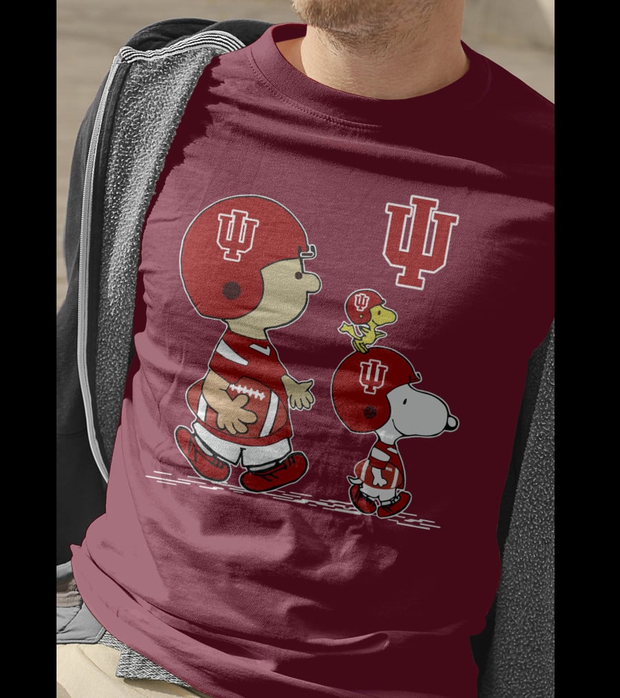 Indiana Hoosiers Snoopy And Woodstock Football Players T-Shirt