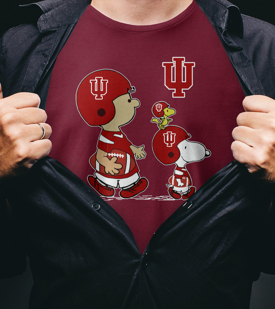 Indiana Hoosiers Snoopy And Woodstock Football Players T-Shirt