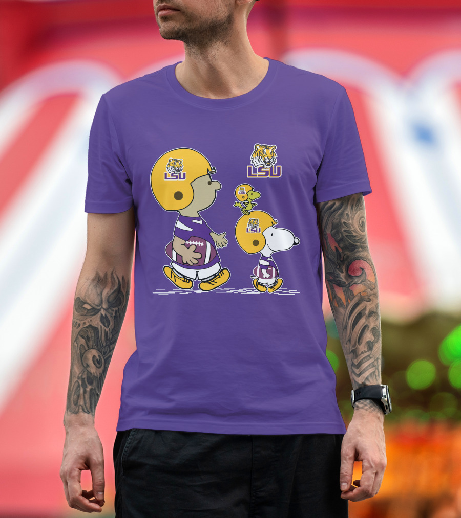 LSU Tigers Snoopy and Woodstock Football Adventure T-Shirt