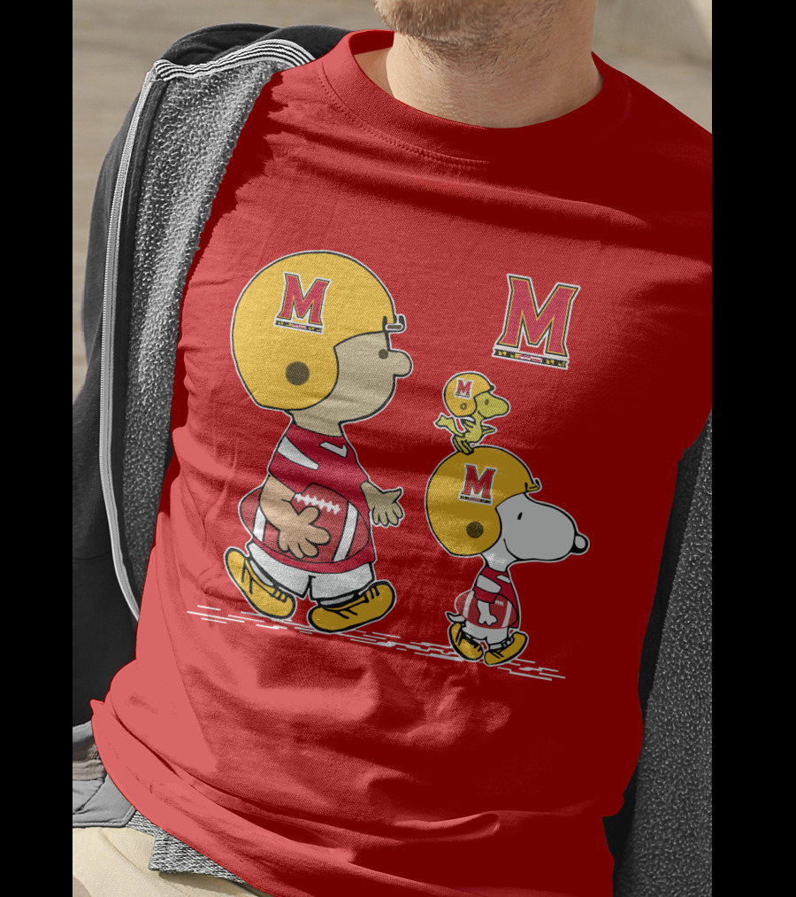 Maryland Terrapins Snoopy And Woodstock Football Fan Gear T-Shirt