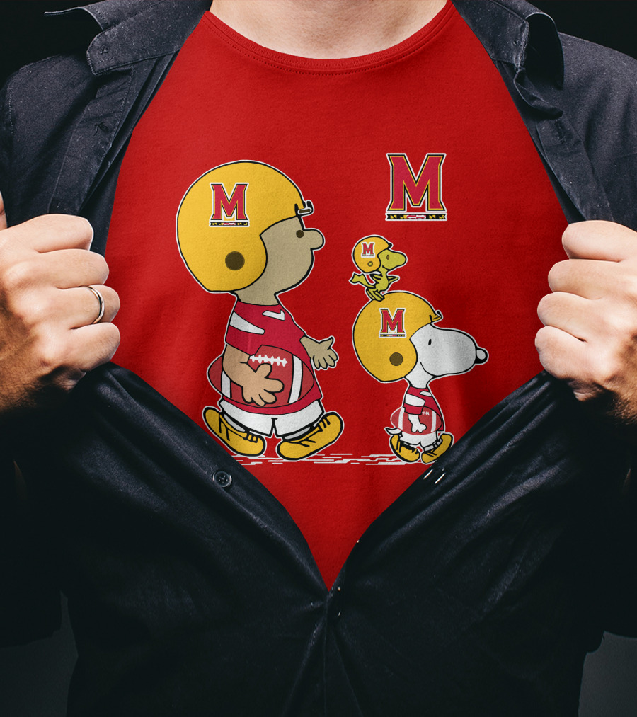 Maryland Terrapins Snoopy And Woodstock Football Fan Gear T-Shirt