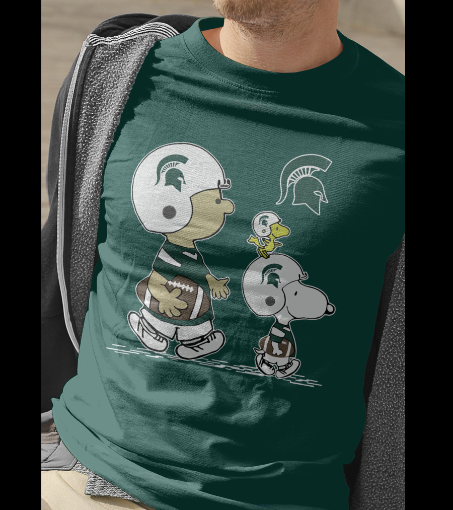 Michigan State Spartans Snoopy And Woodstock Football Gear T-Shirt