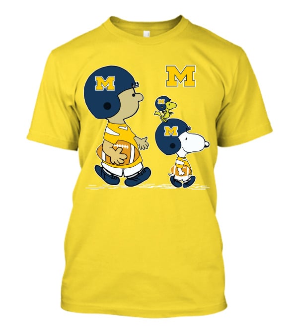 Michigan Wolverines Snoopy Woodstock Football Fan Team Spirit Peanuts Style T-Shirt