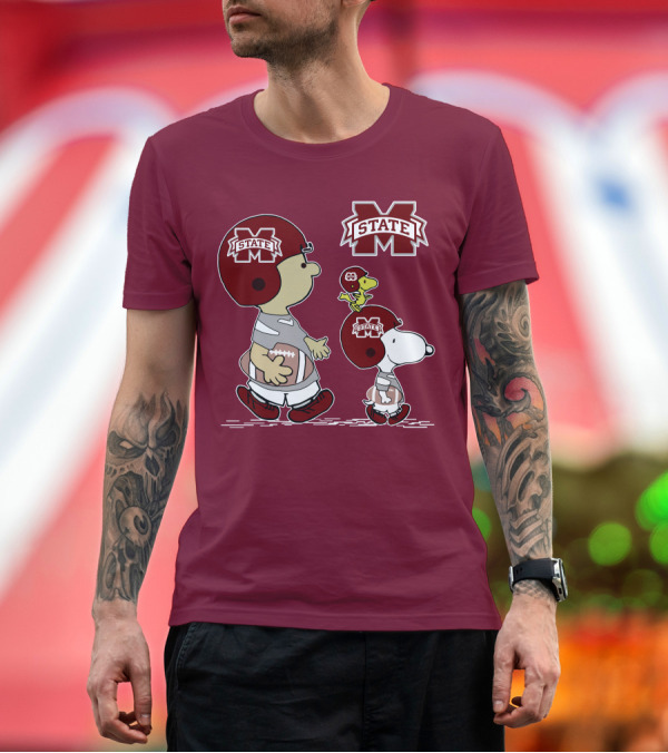 Premium T-Shirt: MS State Bulldogs Snoopy Woodstock Football Helmet Football Charlie Brown T-Shirt MS State Bulldogs Snoopy Woodstock Football Helmet Football Charlie Brown T-Shirt
