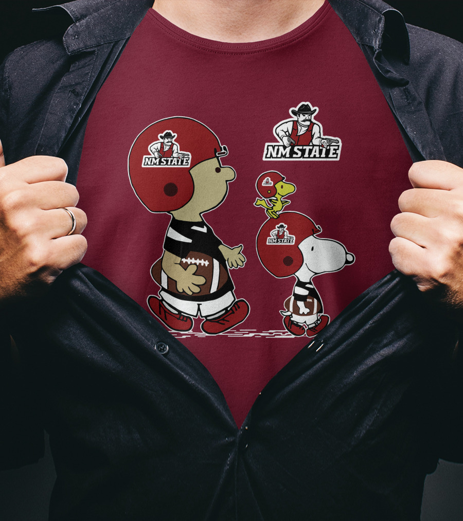 NM State Snoopy Football Helmet Peanuts Characters T-Shirt
