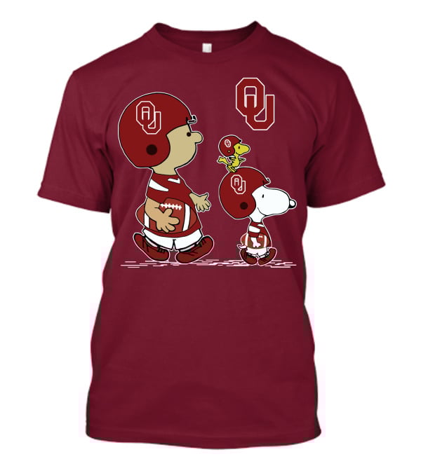 Oklahoma Sooners Snoopy Woodstock Football Ou Team Spirit Peanuts Characters T-Shirt