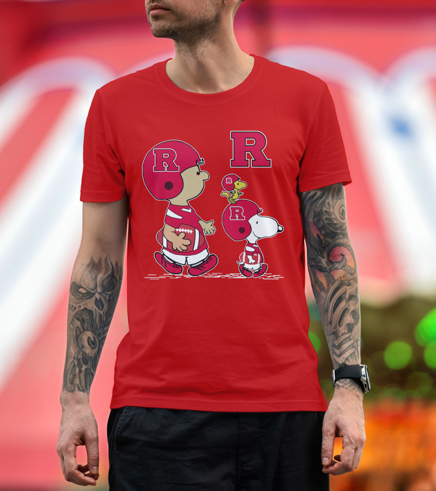 Rutgers Peanuts Snoopy Woodstock Football Helmet T-Shirt