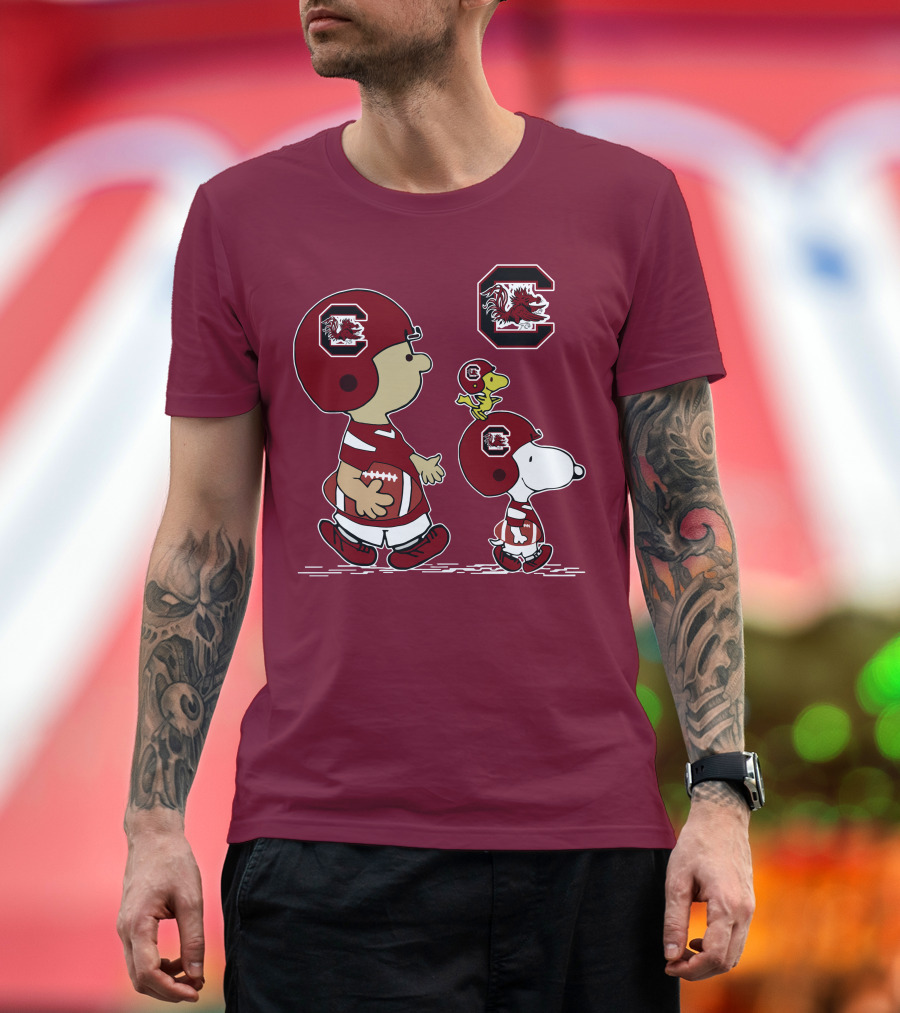 South Carolina Gamecocks Snoopy Football Peanuts Characters T-Shirt