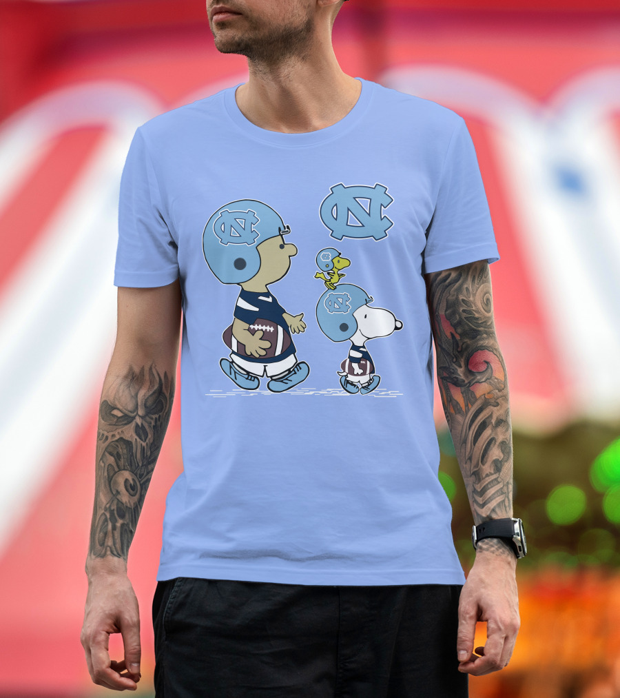 Tar Heels Peanuts Snoopy Woodstock Football UNC T-Shirt