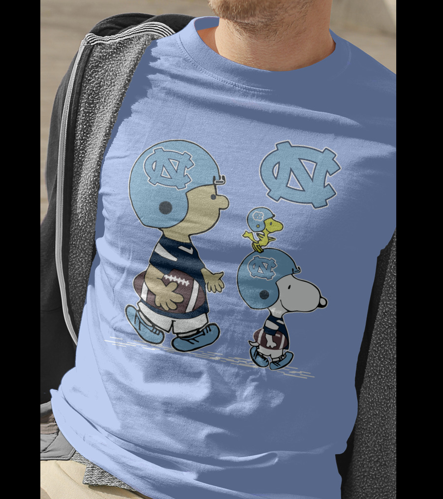 Tar Heels Peanuts Snoopy Woodstock Football UNC T-Shirt