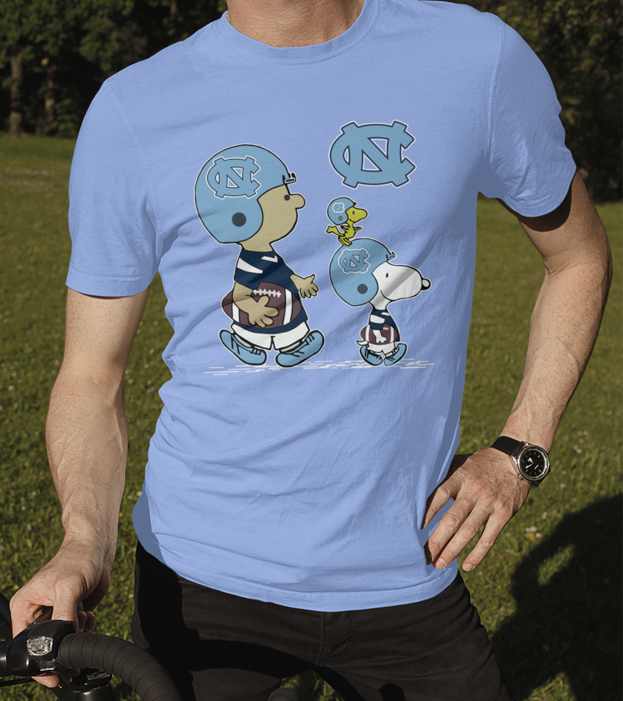Tar Heels Peanuts Snoopy Woodstock Football UNC T-Shirt