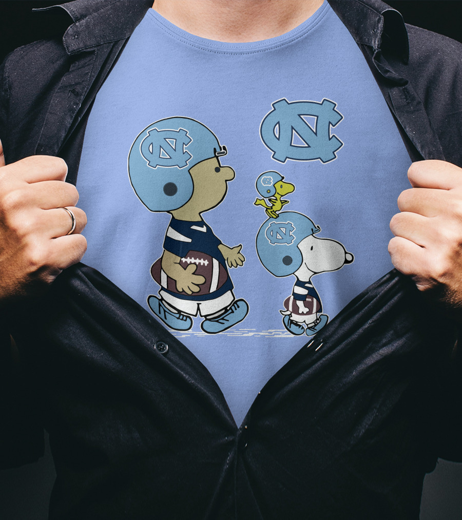 Tar Heels Peanuts Snoopy Woodstock Football UNC T-Shirt