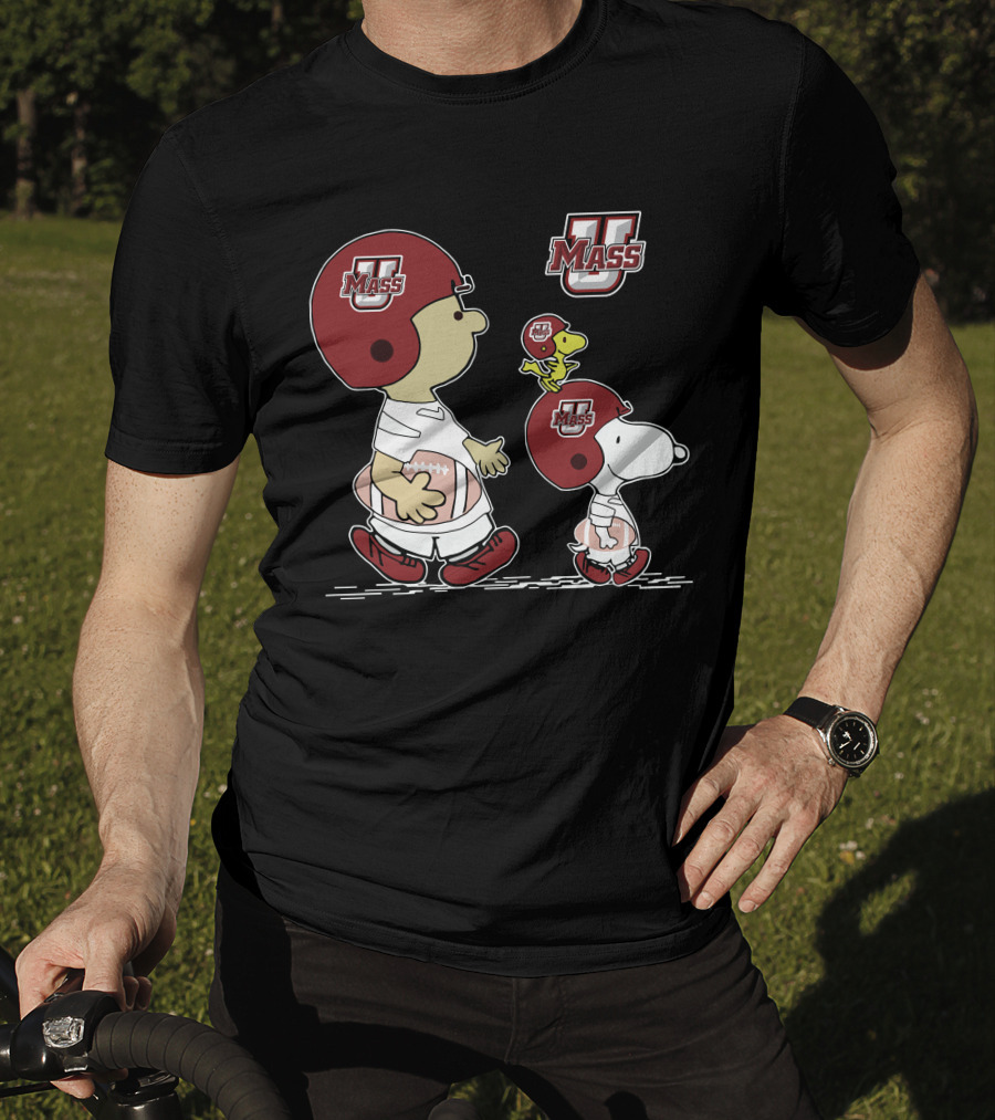 Umass Snoopy And Woodstock Peanuts Football Characters T-Shirt