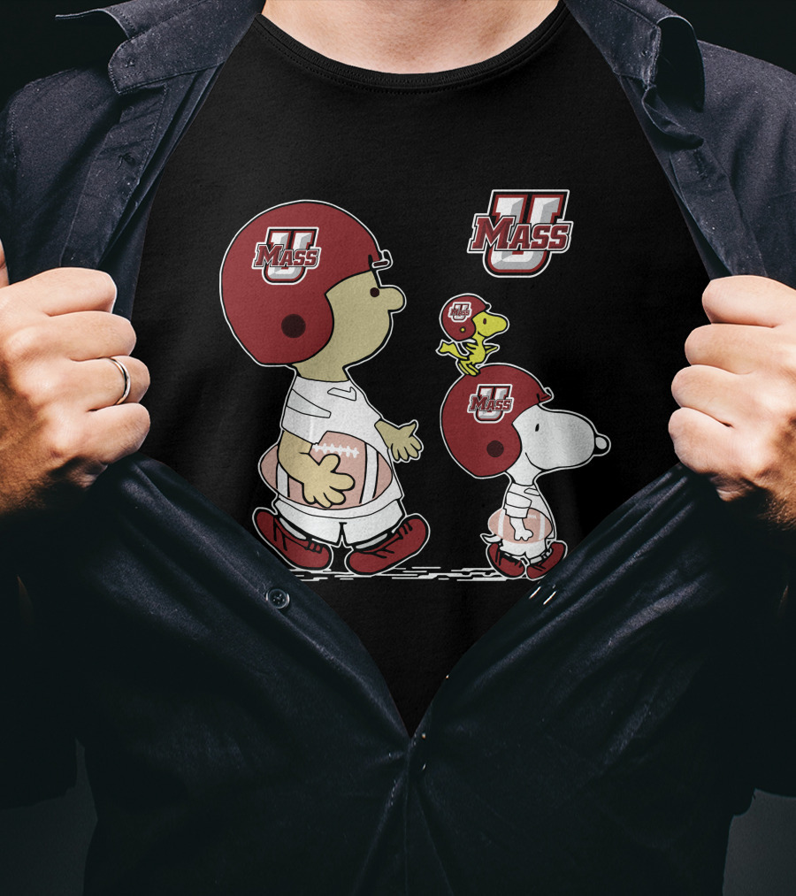 Umass Snoopy And Woodstock Peanuts Football Characters T-Shirt